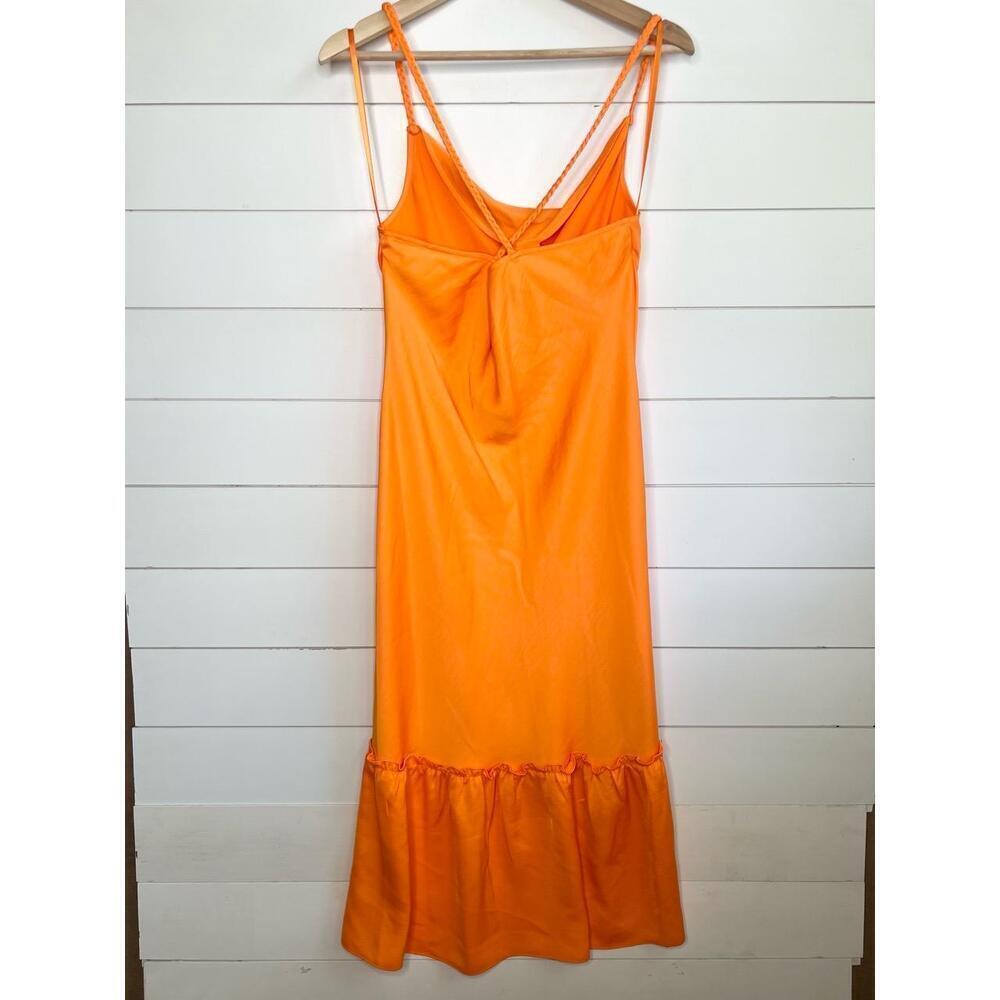 Karl Lagerfeld Paris Orange Spaghetti Straps Ruffled Bottom Cowl Slip Dress 12 - Picture 3 of 10